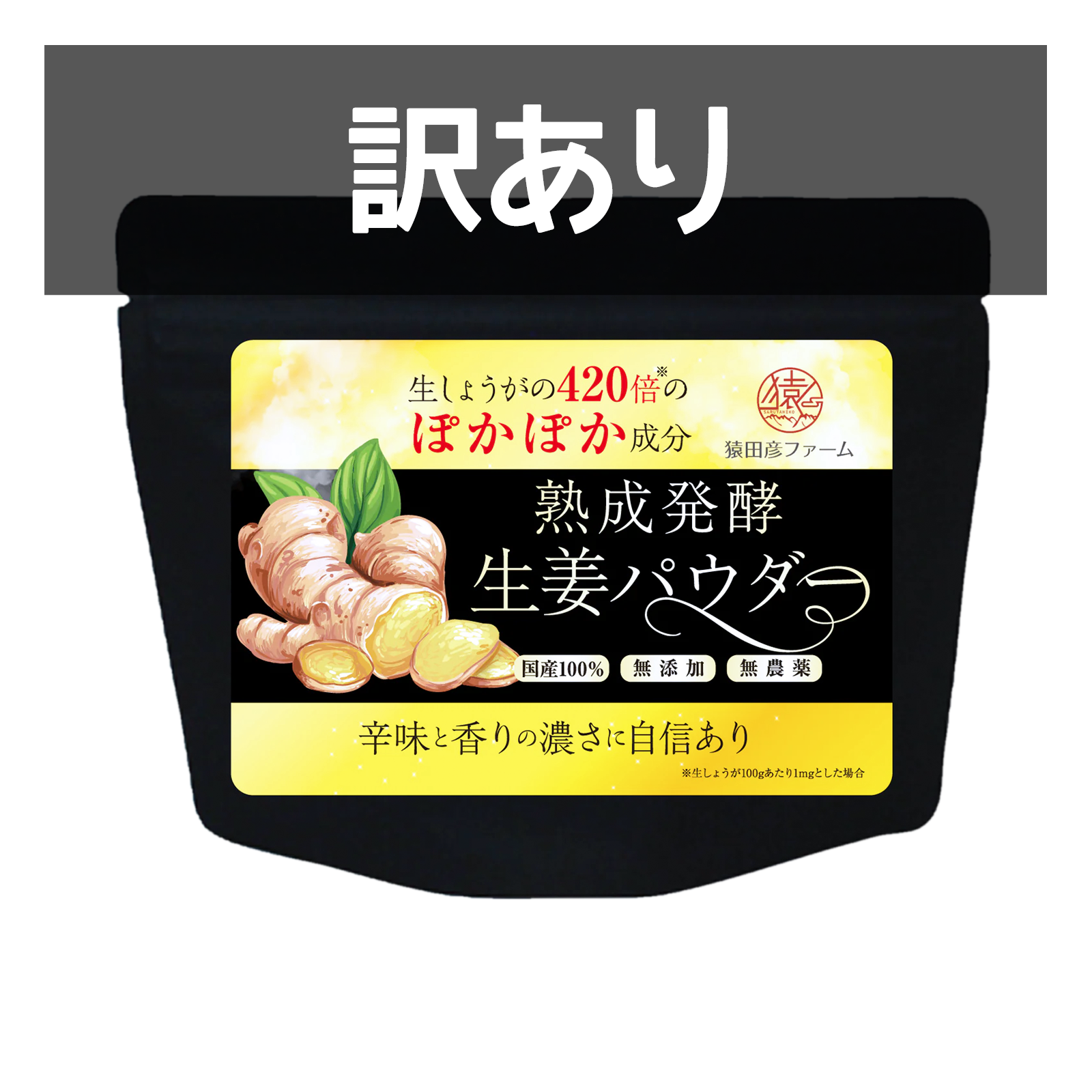 無添加  発酵生姜パウダー 粉末タイプ 保存料不使用 化学物質不使用 国産 訳あり (60g) 賞味期限：2025/2/1 ホライズンファームズ